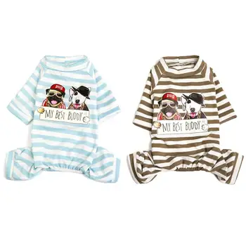 

Dog Cat JumpSuit Pajamas Knited Pet Puppy Striped Tracksuit T-Shirt 5 Sizes 2 Colours