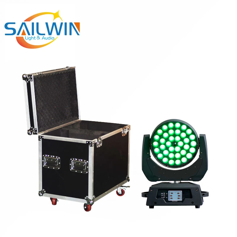 Sailwin Stage Light 36x10W 4in1 RGBW ZOOM LED Moving Head Wash Light DJ Lighting For Club Event - Испускаемый цвет: 2PCS WITH FLYCASE