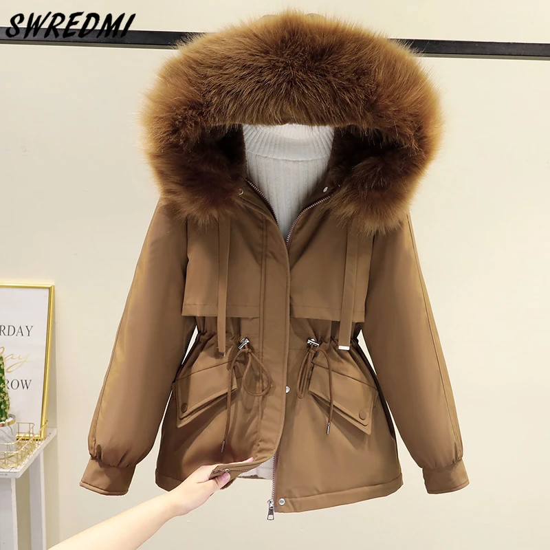 Women Short Thick Wool Coats Slim Hooded With Pockets Fashion Clothing