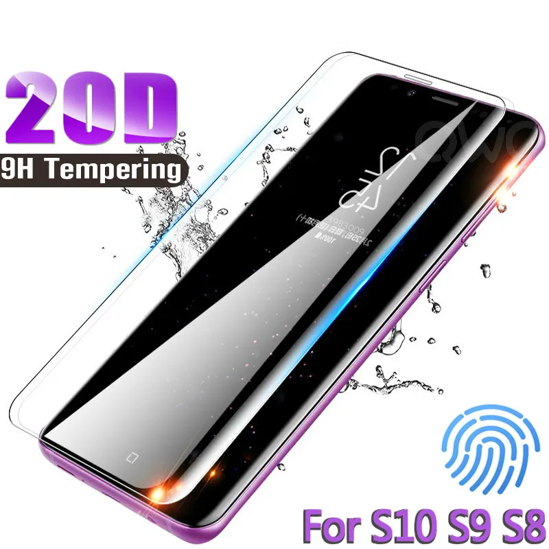 

20D Full Curved Screen Protector For Samsung Galaxy S9 S10 S8 Plus Note 8 9 Tempered Glass For Samsung s10 5G Film