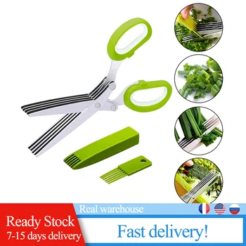 

Multi-layer Green Onion Vegetable Scissors Five-layer Office Paper Shredding Scissors Kitchen Vegetable Scissors