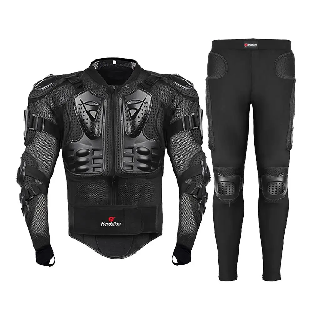 Black Set 3 HEROBIKER мотоциклетная куртка мужская Броня мотоциклетная Броня мото мотокросса гоночная куртка для езды на мотоцикле мото защита S-5XL - Цвет: Black Set 3