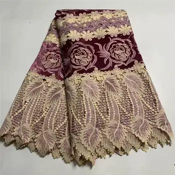 

Brown African Guipure Lace Fabric 2020 High Quality Nigerian Swiss Voile In Switzerland Tulle Lace Fabrics 5Yards/Lot A14364