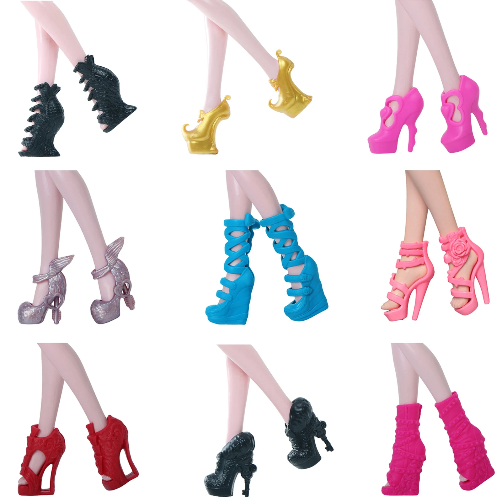 1 Pairs Fashion Shoes Mixed High Heels Sandals Boot Accessories for Monster High Doll Clothes for Ever After Doll Kid Toy
