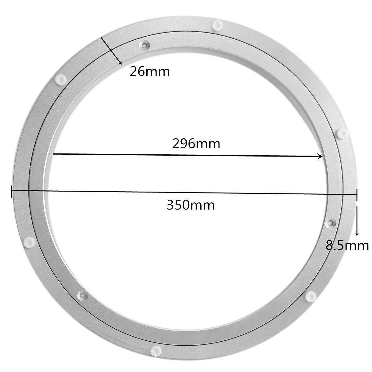 350mmx8.5cm Тяжелый алюминиевый Вращающийся поворотный стол с подшипником, круглая поворотная пластина, прикрученная или фиксированная поверхность, гладкая Простая установка поворотного стола - Цвет: 350mmx8.5cm