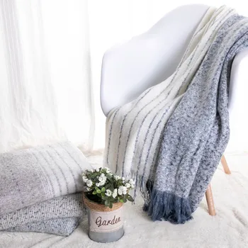 

Battilo Oversized Stripe Brushed Weave Sofa Bed Throw Blanket, 60" x 80"