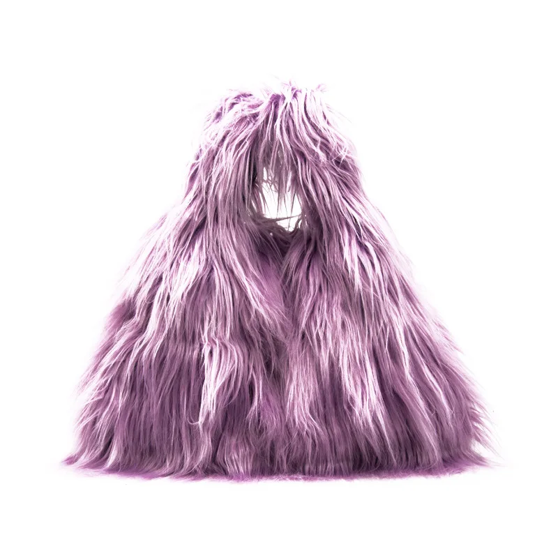 Женская сумка из искусственного меха, новая осенне-зимняя Сумочка с мехом кролика, корейская модная плюшевая Сумка-ведро, женская сумка на плечо из искусственного меха - Цвет: Фиолетовый