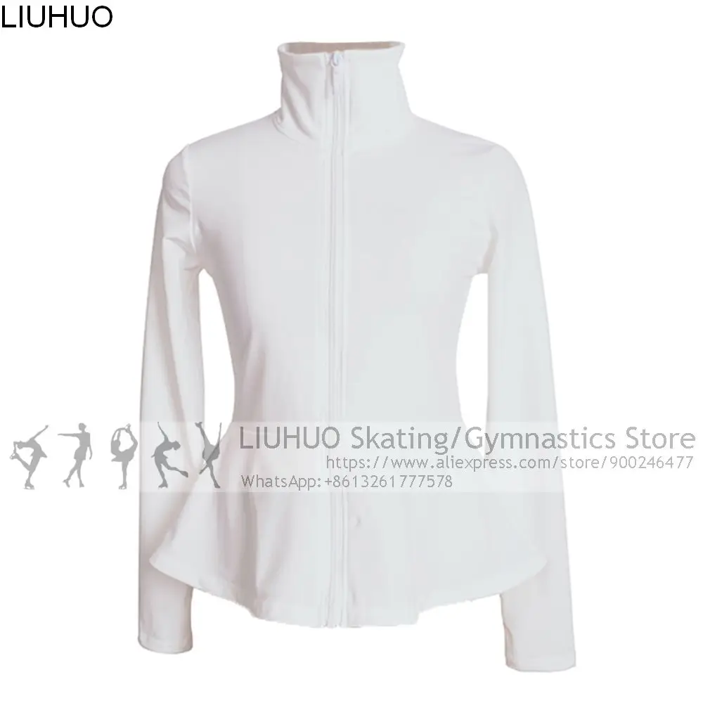 Figure Skating Jackets with Skirt Girls Children White Skiing Roller ice skating Tops for Skating Training Hoodie Practise