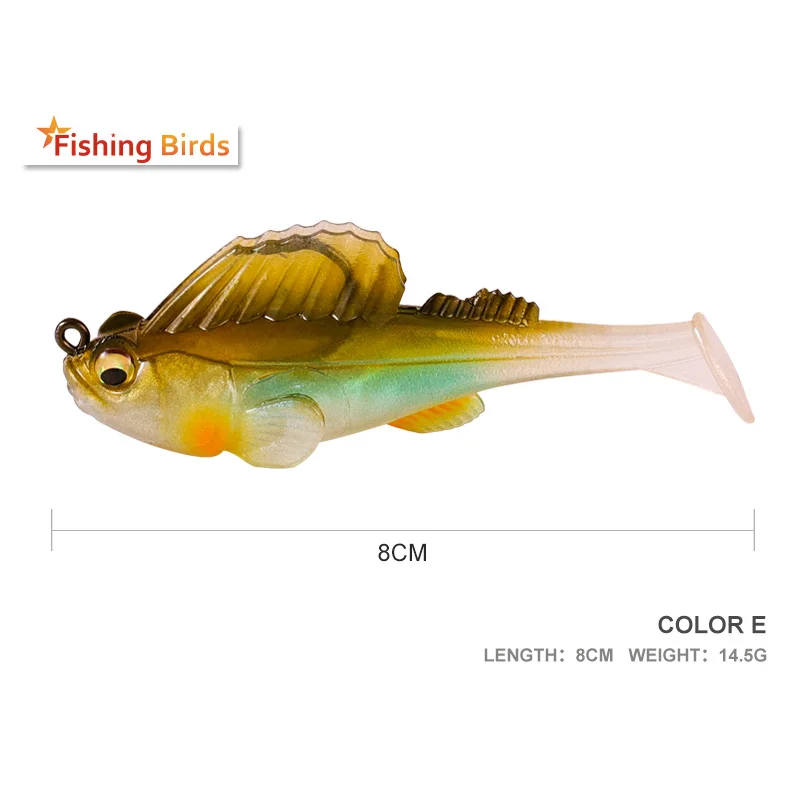 Cat Claw T-tail Fishing�Lure�Premium�Series�Fishing�Lure�Treble hook soft�Bait 14g 80mm Professional Fishing Full Water Laye Use