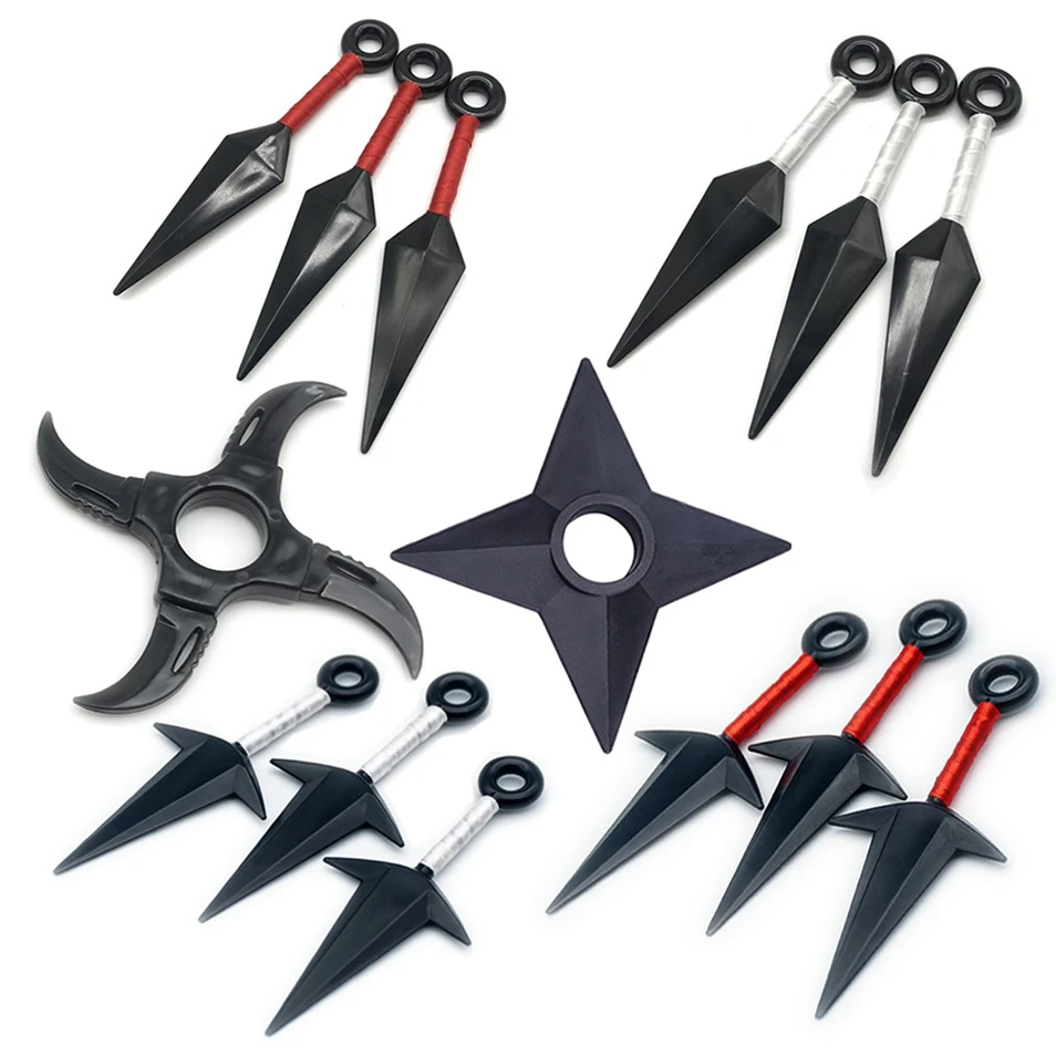 7PCS Set Anime Naruto Weapon Toy Cosplay Uchiha Itachi Accessories Kunai Shuriken Darts Plastic Figure Props Boy Kids Toys Gift | Игрушки и