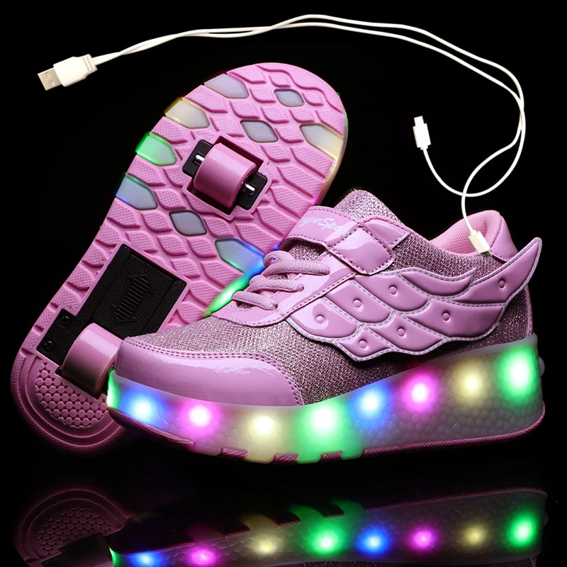 Zapatillas para niño y niña informales con luces LED zapatos infantiles con e iluminación automática, calzado de deporte con carga USB, deportivas de patinaje|Zapatillas deportivas| - AliExpress