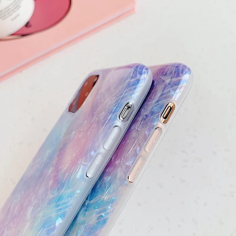 Блестящий блестящий чехол ракушка для iphone SE 2020 11 Pro Xs Max градиентный мраморный