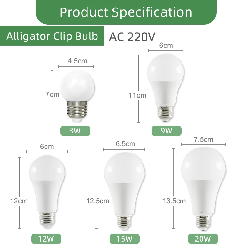 Kaguyhime Clip/E27 LED Bulb DC 12V/AC 220V Portable Ring Hang Light Lamp 3W 7W 9W 12W 15W for Outdoor Camping Fishing Emergency