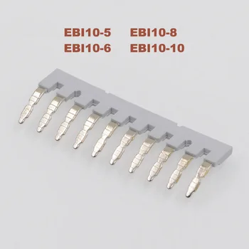 

5/20pcs Side Plug-in Connector EBI10-5/6/8/10 For UK Din Rail Screw Terminal block bornier Center short circuit connection strip