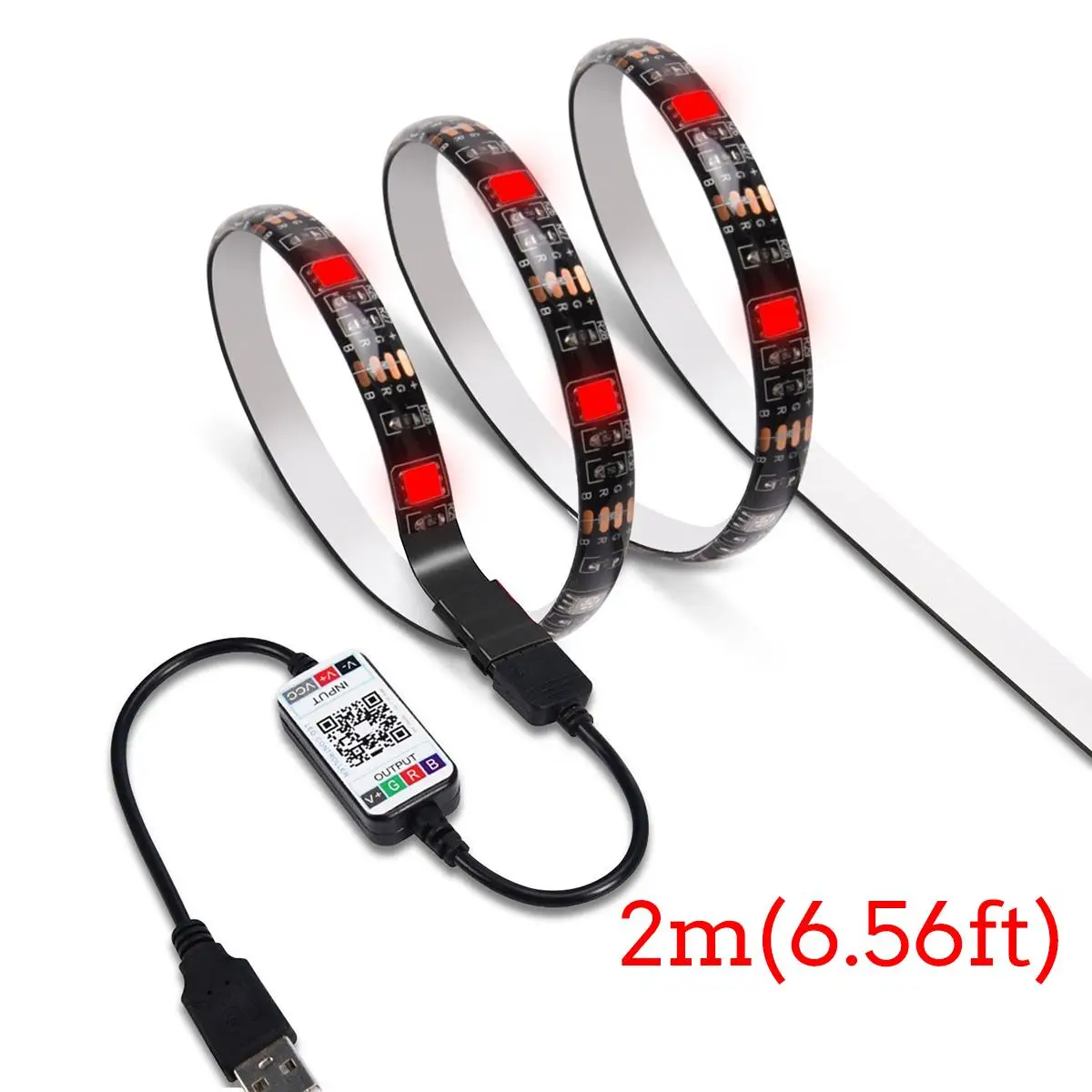 DC5V USB Светодиодная лента RGB 1 м 2 м 3 м 4 м 5 м Bluetooth приложение управление гибкий светильник ТВ фон водонепроницаемая лента для Apple и Android - Испускаемый цвет: 2m Waterproof