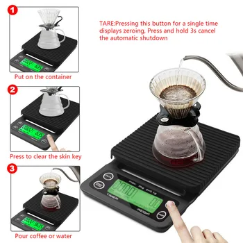 

Household Coffee Weighing 0.1g Drip Coffee Scale with Timer Portable Electronic Digital Kitchen Scale High Precision LCD Scales