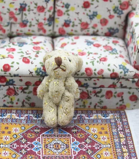 1 pcs bear A 1:12 Кукольный домик Миниатюрный Мини Пушистый Плюшевый медведь игрушка подходит для леса животных Семья коллекционный подарок - Цвет: 1 pcs bear A