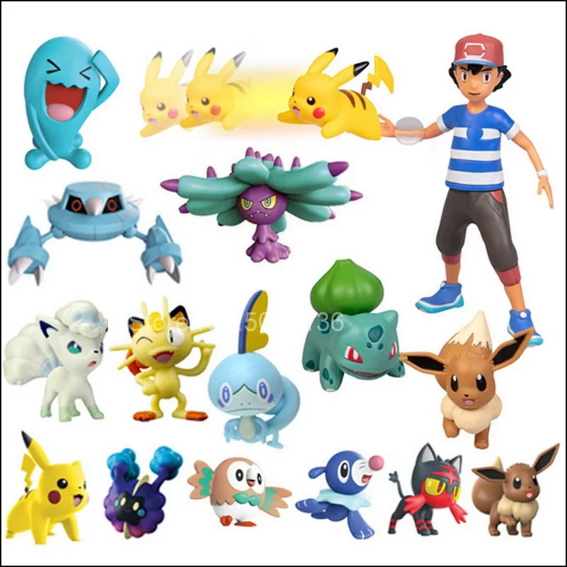Figuras de Anime, Bulbasaur, Snorlax, Squirtle, Eevee, Rockruff, Charmander, Figuras de acción de juguete, regalos