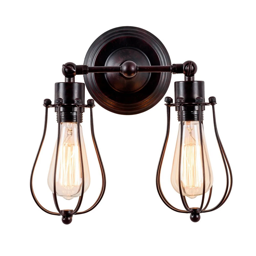 

E27 Grapefruit Shape Living Room Bedroom Industrial Style Bedside Decorative Corridor Wall Lamp Double Head Iron Net Durable