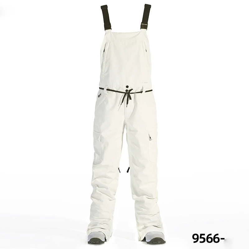 Зимние теплые женские водонепроницаемые мужские зимние штаны, ветронепроницаемые штаны для сноубординга, цельные зимние штаны, брюки для мужчин, лыжная одежда, лыжные комбинезоны - Цвет: Beige-9566