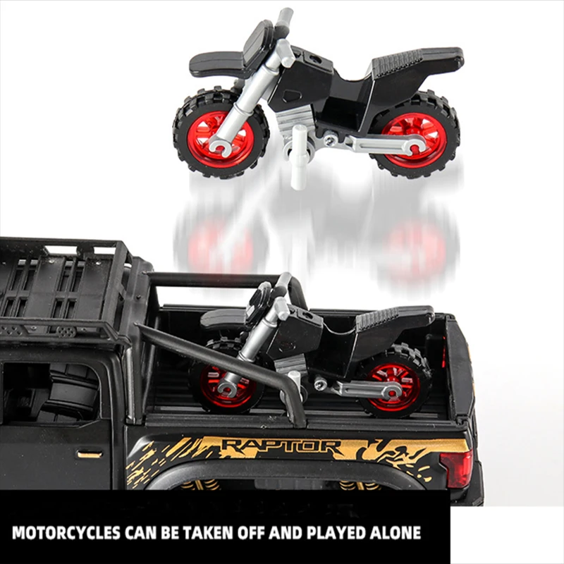 Cena 132 Ford Raptor F150 duże koło odlany model samochodu ze stopu z dźwiękiem światłem wycofać samochody zabawkowe dla dzieci prezenty bożonarodzeniowe dla dzieci