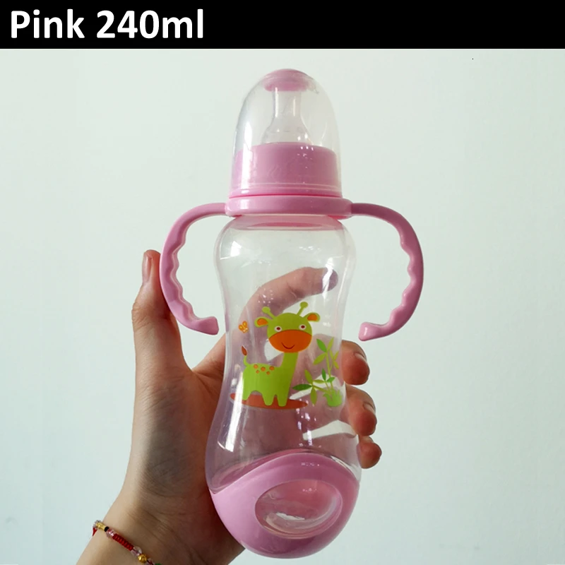 Pink 240ml Бутылочка для кормления, специальная бутылочка для кормления, защита от холода, Детская Бутылочка из ПП, 240 мл, 160 мл, без бисфенола, без фталата, без ПВХ - Цвет: Pink 240ml
