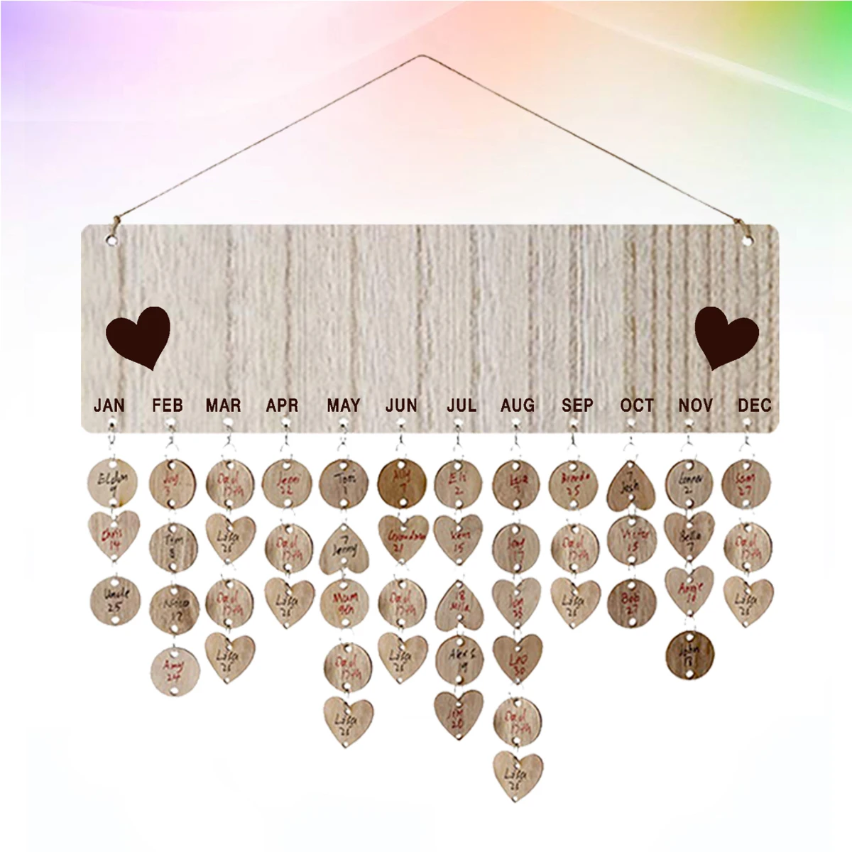 Reminder Birthday Calendar Board Wooden Plaque Wall Hanging Heartslice Discs Tag Family Decor