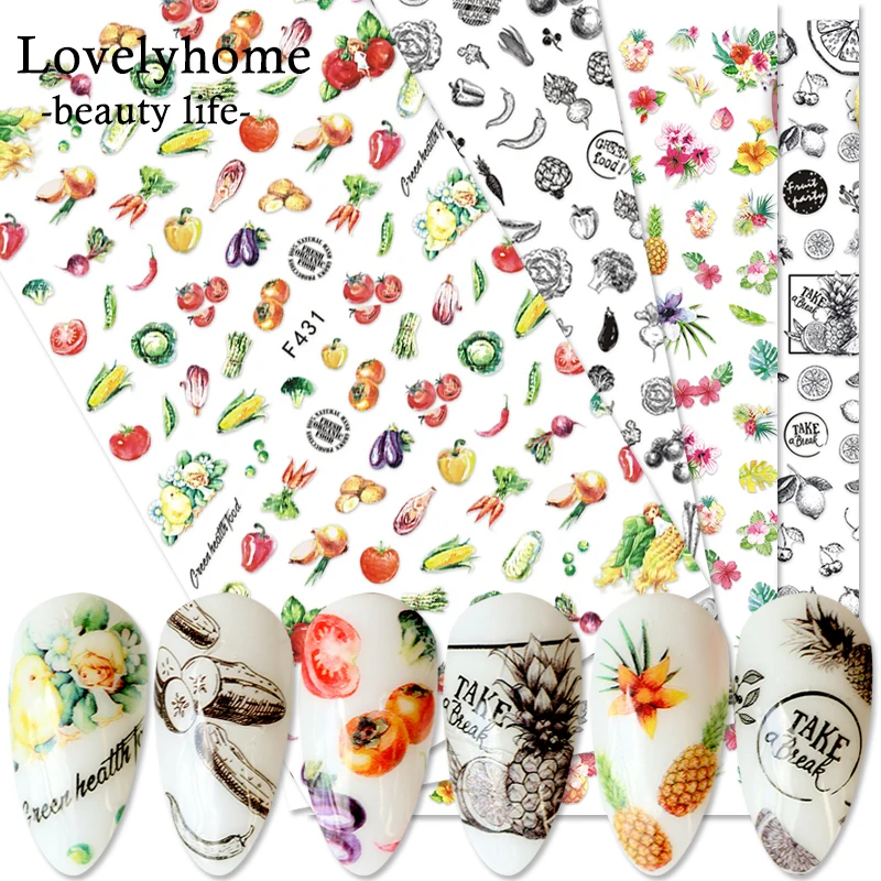 3d Fruits Nail Art Stickers Flowers Nails Decals Self Adhesive