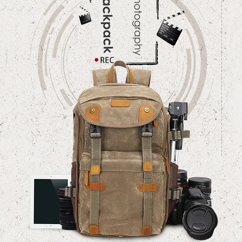 RISE-Многофункциональный батик холст рюкзак для камеры Dslr сумка для камеры Открытый водонепроницаемый пылезащитный мешок для цифровой Slr