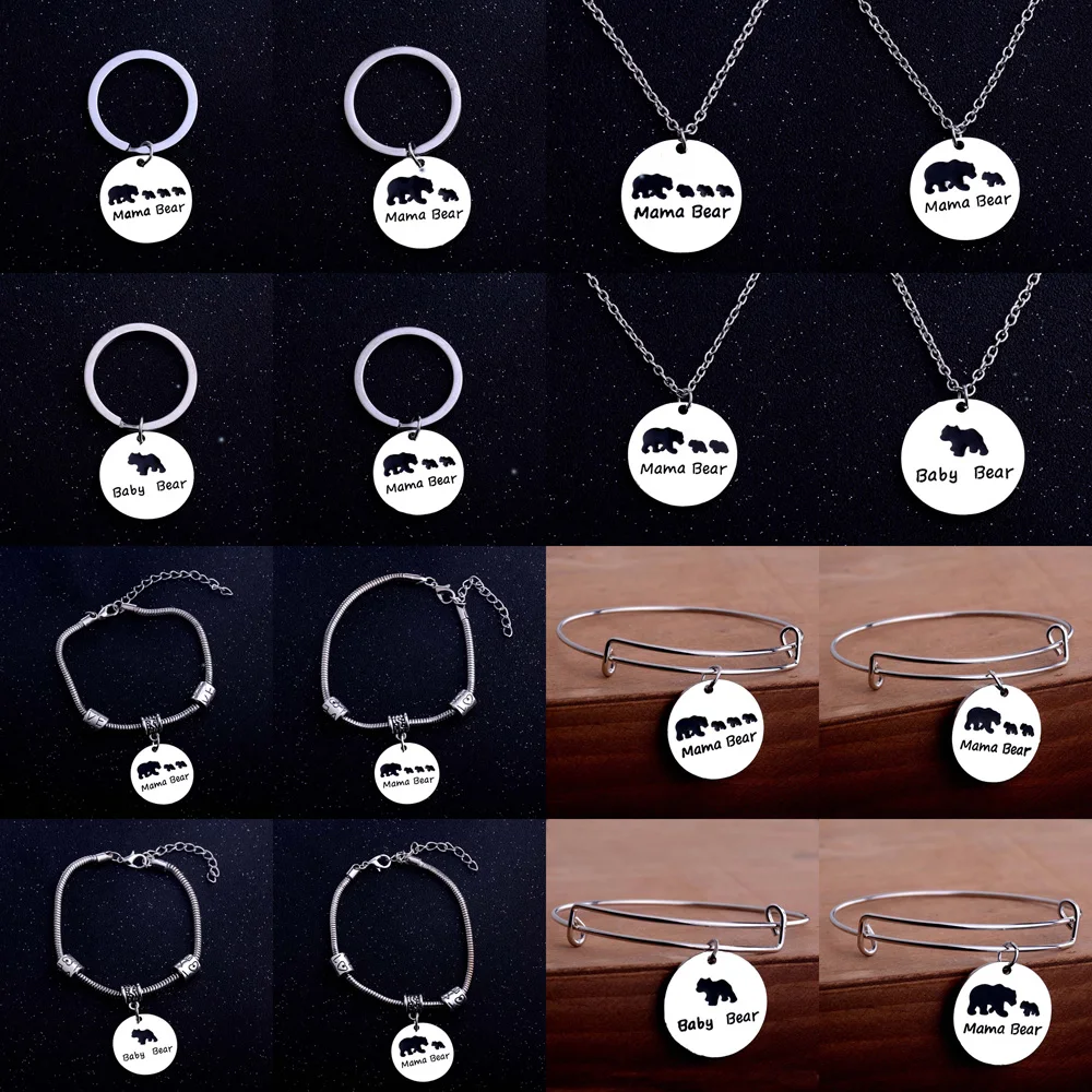 

Mom And Baby Bear Polar Bear Jewelry Animal Necklaces Charm Pendants Necklaces Women Girls Love Birthday Gifts Party Accessories