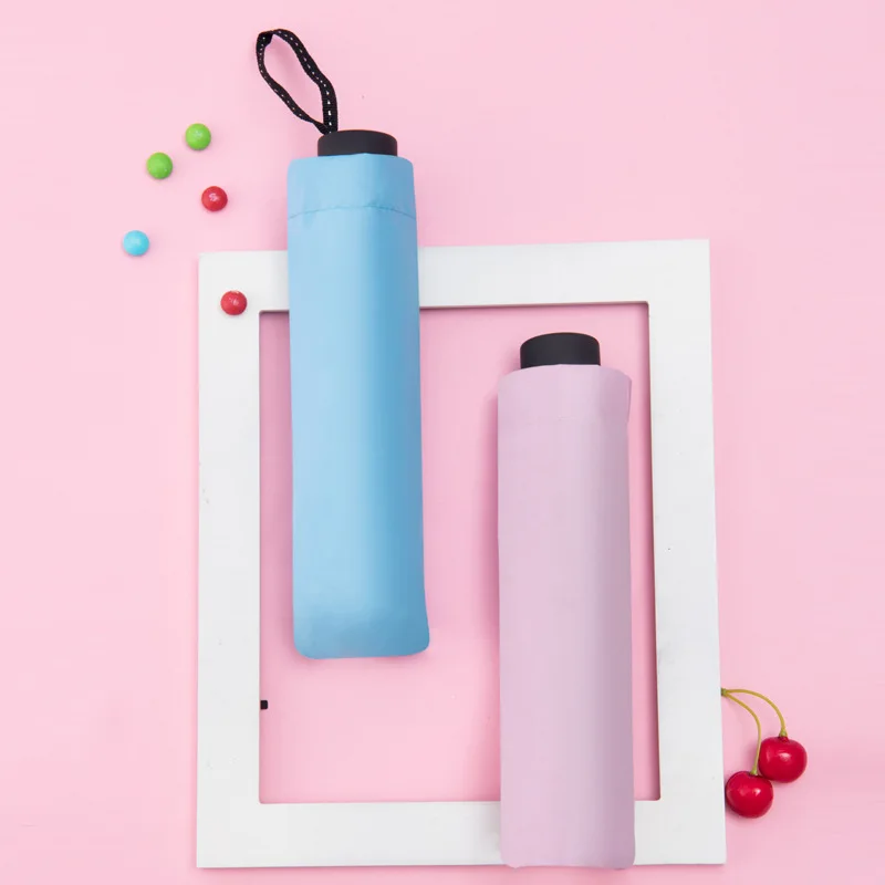

Solid Color All-Weather Umbrella Dual Purpose Folding Three Fold Vinyl Sun-resistant College Style Parasol Activity Gift Customi