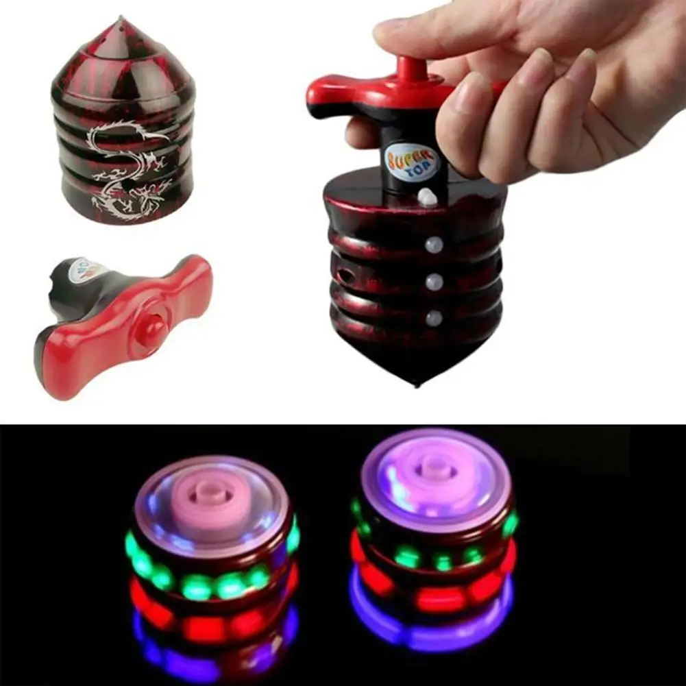 Random Color IKASEFU LED Light Up Flashing and Music Gyroscope UFO Spinning Top Toys Novelty Party Favors,Light Up Spinning Toy for Kids 