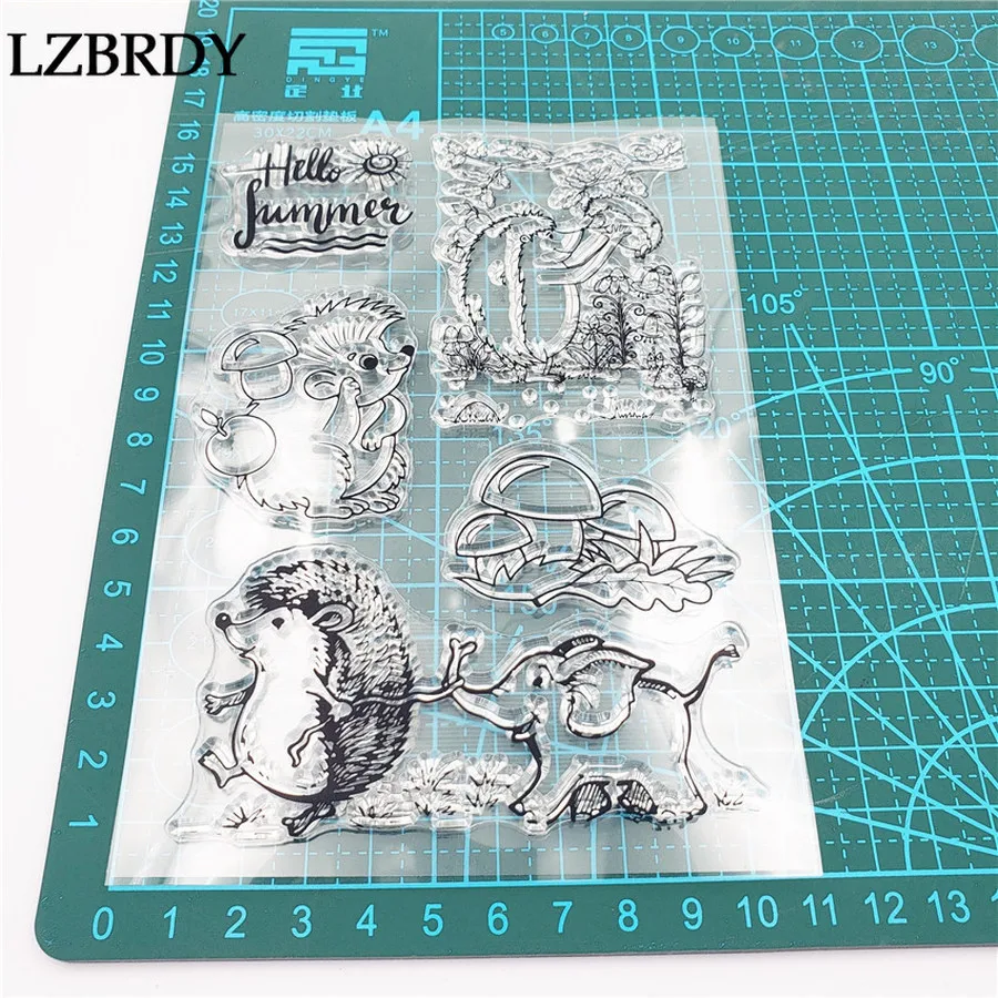 1 팩 귀여운 선인장 코끼리 안녕하세요 편지 버섯 scrapbooking 카드를위한 명확한 고무 우표 크리스마스 실리콘 우표 만들기