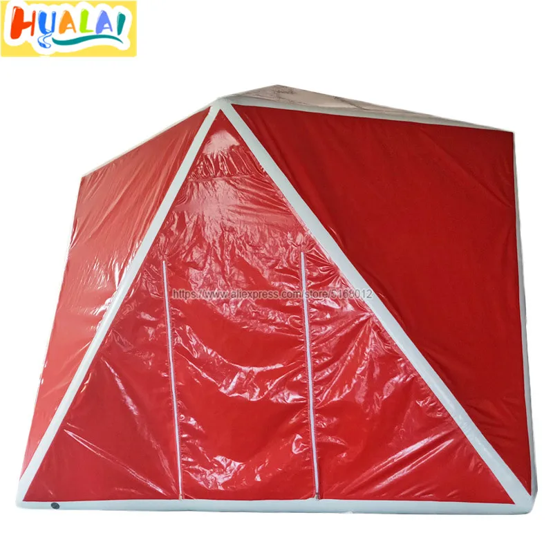 

outdoor Camping red inflatable clear Triangle tent with white tube,cube stargazing event tent,inflatable bubble tent house room