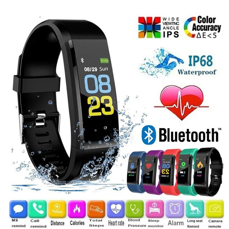 

Reloj Inteligente 115plus Bracelet Heart Rate Blood Pressure Smart Band Fitness Tracker Wristband Band 5 fit Smart Watch 2020