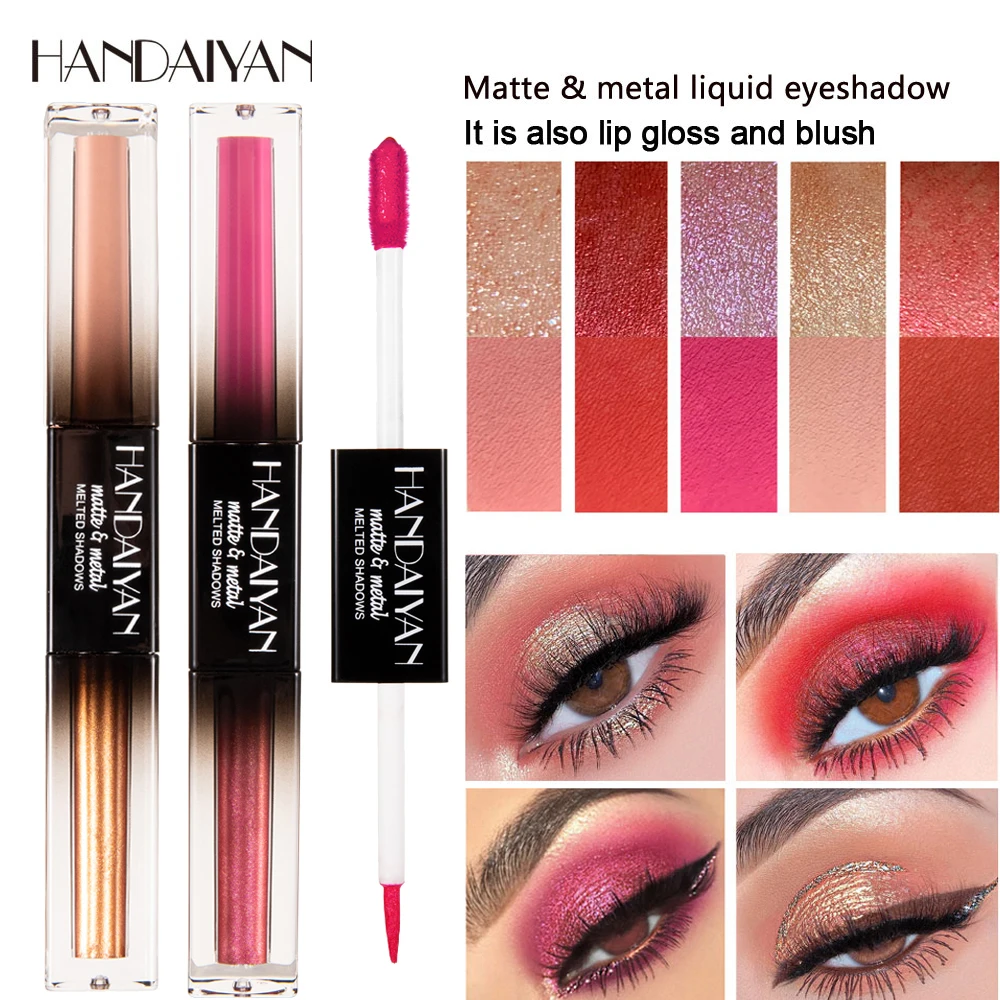 

HANDAIYAN 2 In 1 Liquid Eyeshadow Stick Glitter Shimmer Matte Eye Shadow Waterproof Eye Makeup Pigment Metallic Nude Shadow Kit