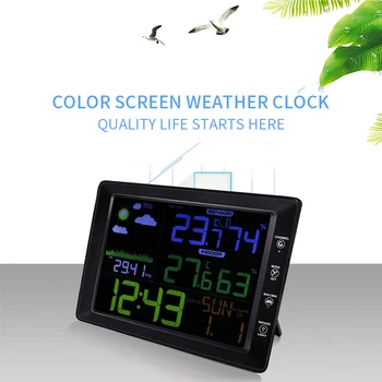 

Digital Color Forecast Station Temperature Humidity Barometer Display Date Week Alarm Clock Office Kitchen Bedroom Outdoor