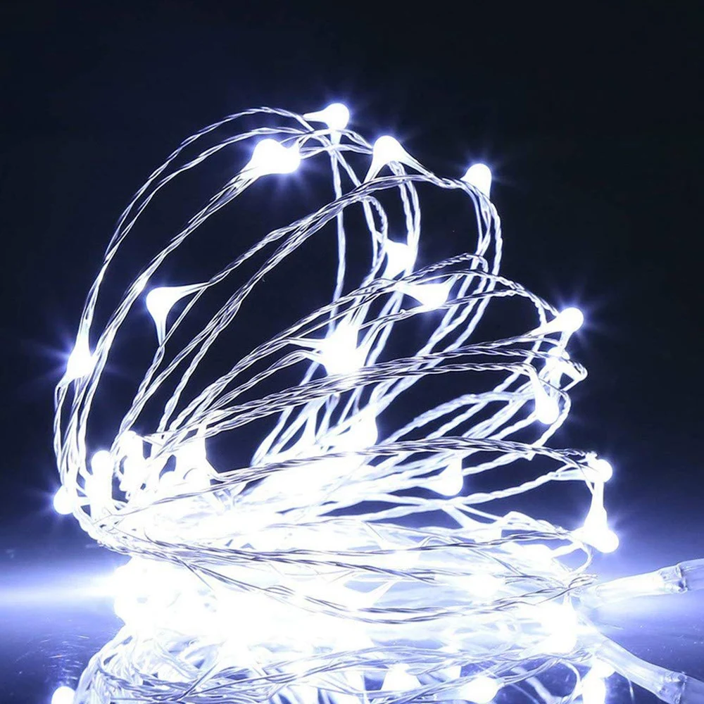 원격 제어 USB LED 요정 조명, 화환 실버 와이어 스트링 조명, 크리스마스 거리 램프, 야외 결혼식 DIY 장식, 13 키