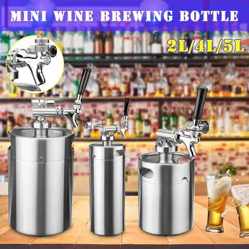 

New 2L/4L/5L Stainless Steel Homebrew Growler Mini Keg Beer Growler Leak Proof Top Lid Beer Bottle Home Brewing Making Bar Tool