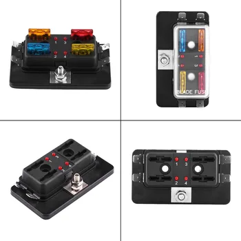

4way/12 Way Blade Fuse Block with ATC/ATO Fuse Box Holder LED Warning Indicator Damp-Proof Cover for Car Boat Marine RV Truck