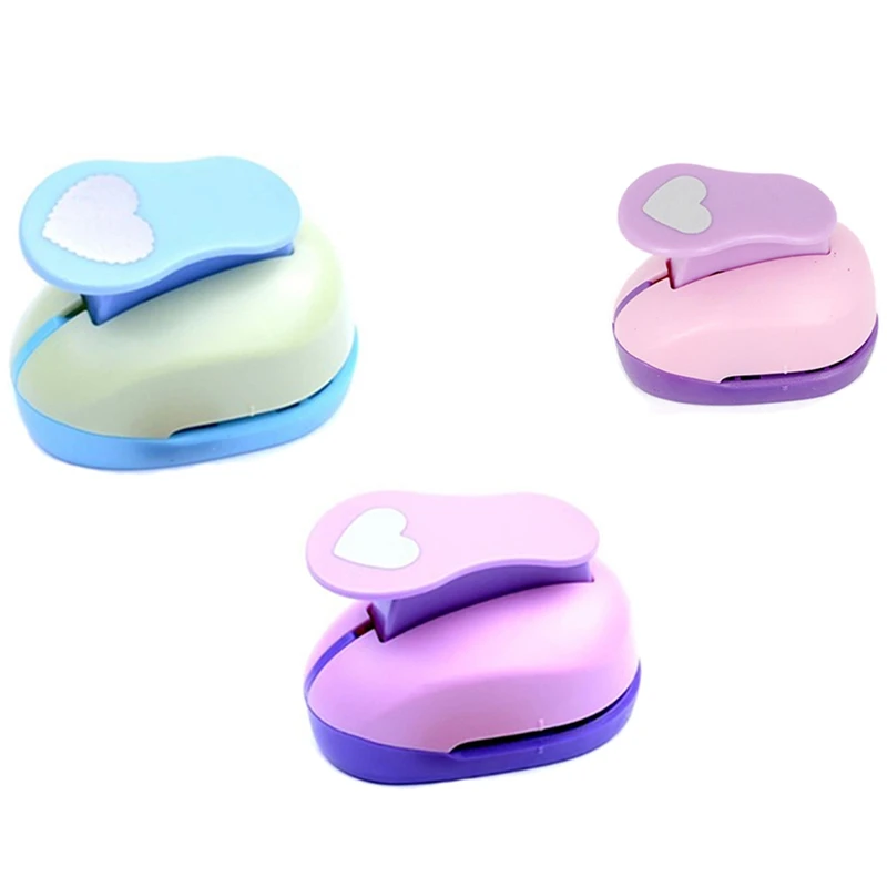 

ELEG-3PCS (4.9cm, 2.5cm, 3.7cm) Heart-Shaped Craft Puncher Set Children's Manual DIY Puncher