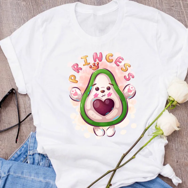 Women Graphic Avocado Cat Printing Cartoon Fruit Clothes Floral Lady Clothing Female Tees Print Tops T Shirt  Womens T-Shirt