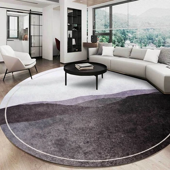 

Ink Oil Painting Pattern Crystal Carpet Abstract Gradient Purple Round Livingroom Area Rug Non-Slip Children Cloakroom Floor Mat