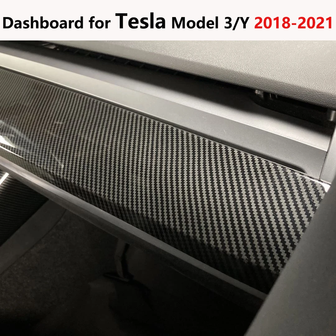 Cubierta protectora de panel de control central, decoración de salpicadero de fibra de carbono con acabado mate, para Tesla modelo 3 Y