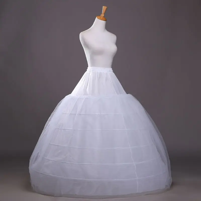 Women Single Layer Petticoat 6 Hoops Floor Length Mesh Wedding Accessories