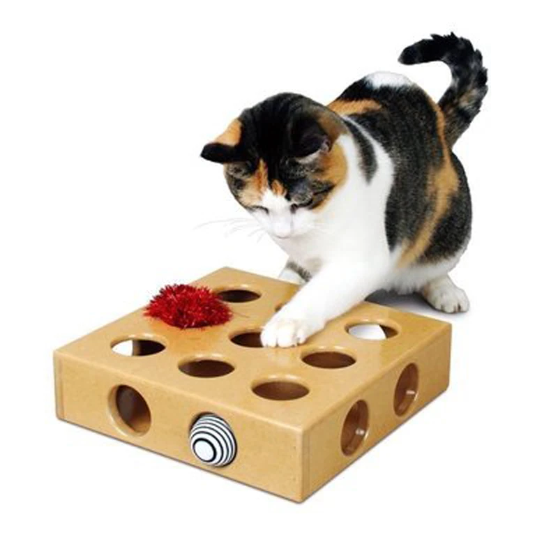 Интерактивные кошачьи игрушки Pet Toy Box два мяча в комплекте Peek и play toy box 9 отверстий - Цвет: 9 holes