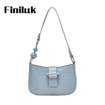 

Finiluk Women Half Moon Bag Leather Ladies Flap Handbag Soft Casual Shoulder Bag Solid Tote Bag With Zipper BIZ188 PM49