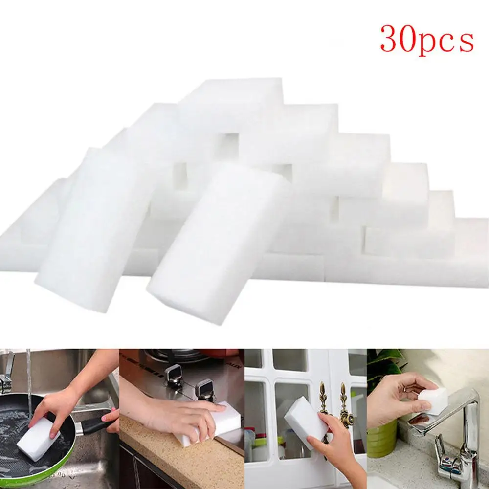 

Sponge Cleaner 30Pcs White Magic Sponge Eraser Cleaning Melamine Foam Cleaner Kitchen Sponge Pad Useful Soft Sponge Cleaner
