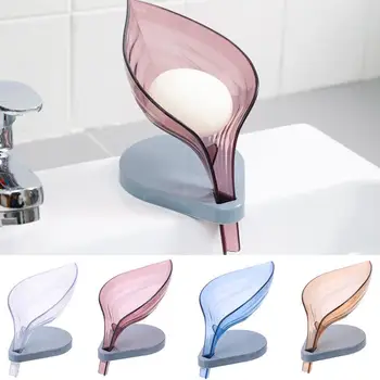

Creative Leaf Soap Storage Box Vertical Handmade Soap Cup Rack Sponge New Suction Bathroom Soap Supplies Drain Tray Box M9V7