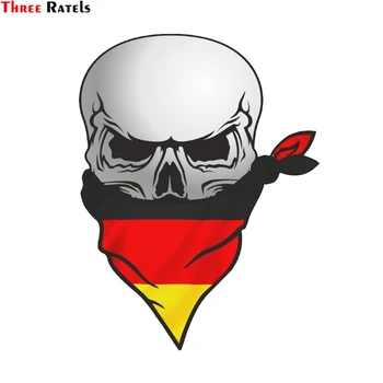 

Three Ratels FC88 3D GOTHIC BIKER Pirate SKULL With Face Bandana&Germany German Flag Motif External Vinyl Motorcycle Car Sticker